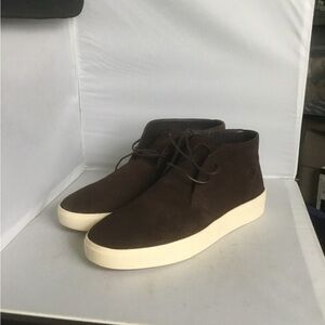Franco Fortini Brown Suede High-Top Sneakers with Cream Sole